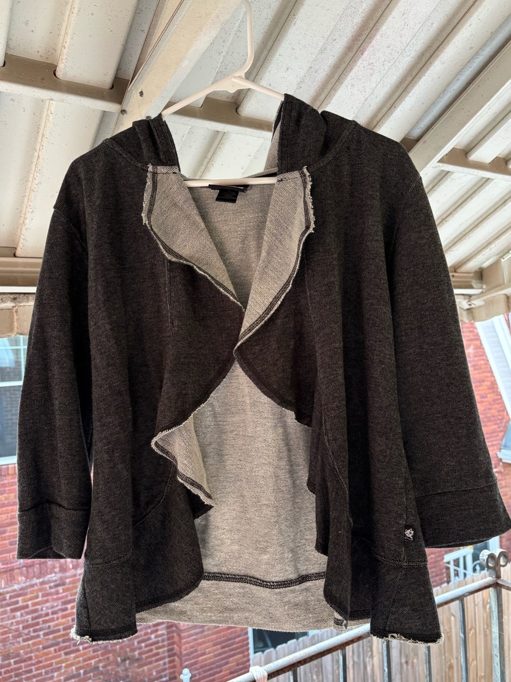 L.A. Kitty Women’s Lightweight Hooded Open-Front Cardigan Sweater - Dark Gray a